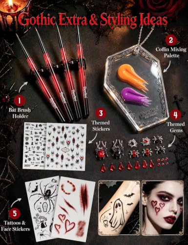 Dark Red Vampiric Feast Gel Nail Polish Kit with UV Light - Halloween Set
