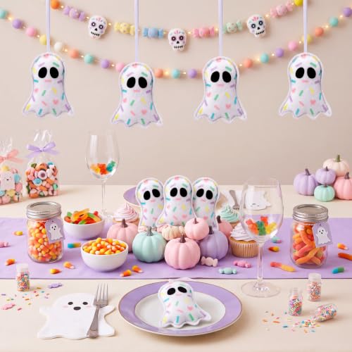 Halloween Felt Ghost Ornaments - 12 Pack, 3.15 Inch Pastel Decor for Parties