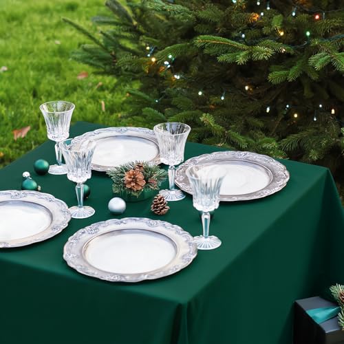 Green Square Tablecloth 70x70 Inch - Washable Christmas Table Cover - NEWISHER