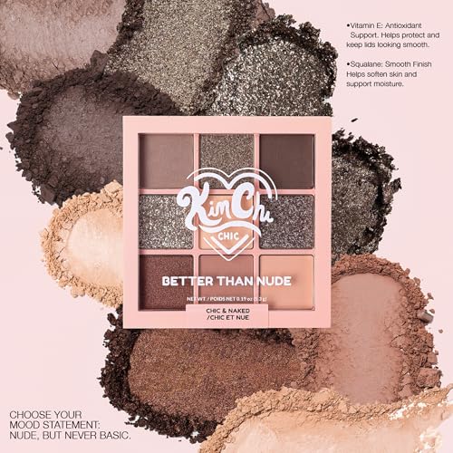 Nude Eyeshadow Palette - 9 Shades for Day & Night Looks - Chic & Naked