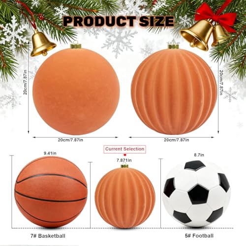 Velvet Christmas Ball Ornaments - 8 Inch Rose Gold Set of 2 - Festive Holiday Decor
