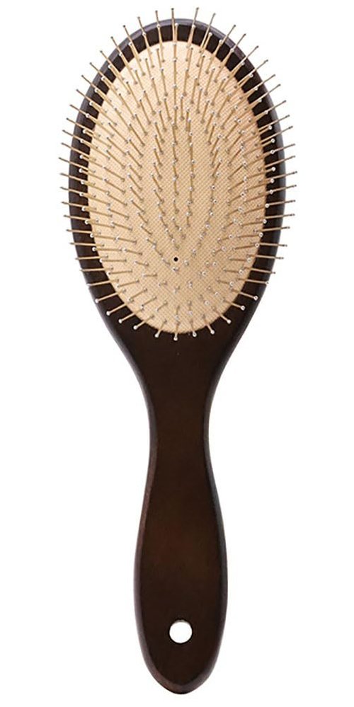 Skiennix Wooden Paddle Hair Brush - Anti-Frizz Metal Detangling Brush for All Hair Types | Scalp Massage, Wet or Dry Use