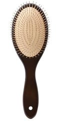 Skiennix Wooden Paddle Hair Brush - Anti-Frizz Metal Detangling Brush for All Hair Types | Scalp Massage, Wet or Dry Use