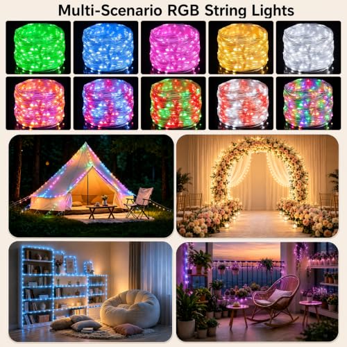 RGB USB Fairy Lights 50ft 150 LEDs with Remote & App Control, Music Sync, Timer, Indoor Holiday Decor