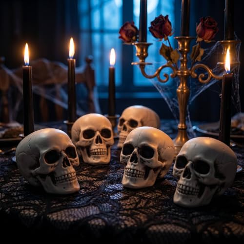 Mini Skull Decorations — 10 Pack Realistic Plastic Skeleton Props for Halloween & Spooky Events