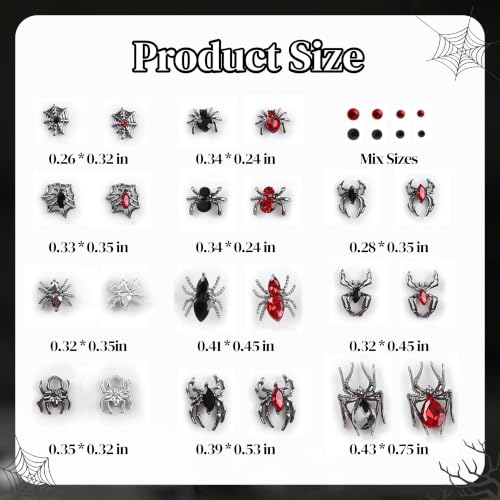 Halloween Nail Charms and Rhinestones Set - Spider Alloy Gems for DIY Nail Art