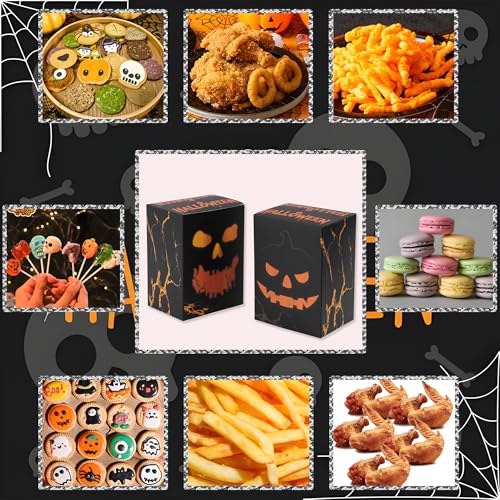 Halloween Treat Boxes Skeleton & Pumpkin Design, Large Candy & Cookie Containers - 20 Pack
