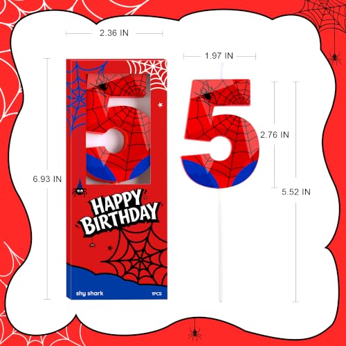 Spider Number 5 Crystal Web Birthday Candles - Creepy-Crawly Cake Toppers with Web Design - Spider Variation