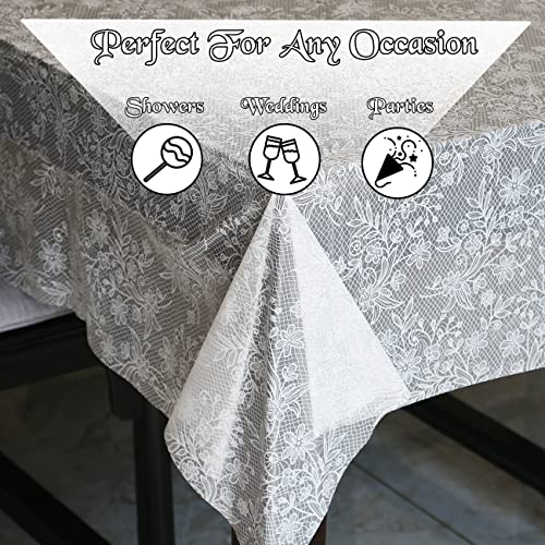 3 Pack Waterproof Disposable Lace Tablecloths 54 x 108 Inches for Weddings & Parties
