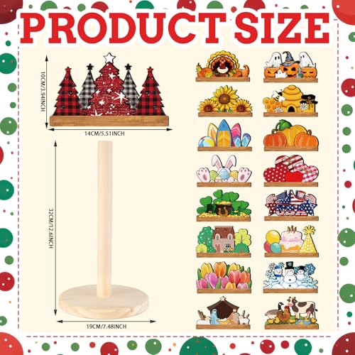 Interchangeable Wooden Paper Towel Holder with Holiday Signs - Classic
