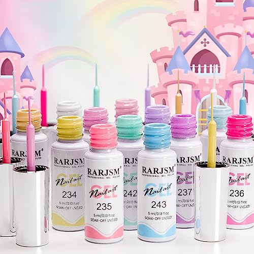 12Pcs Summer Castle Gel Nail Art Liner Set with Thin Brush - 5ml Colors