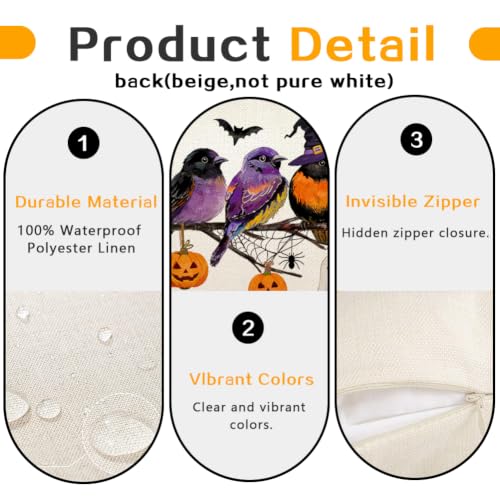 Halloween Pillow Cover 16x16 Inch Outdoor Decor Black Pumpkin Pattern
