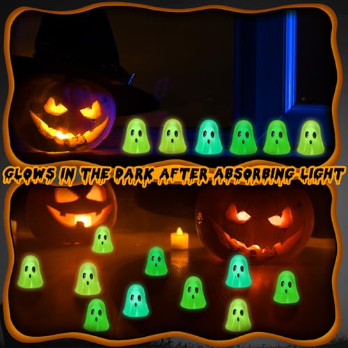 Halloween Mini Resin Ghost Figurines Glow in Dark Set - 90 Pieces