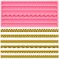 Pink Silicone Pie Crust Mold with Braided Rope Pattern - Baking & Cake Decoration Tool
