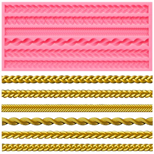 Pink Silicone Pie Crust Mold with Braided Rope Pattern - Baking & Cake Decoration Tool