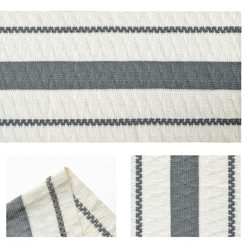 Dark Green Rustic Woven Table Runner 12x72 Inch - Polyester Cotton Home Decor