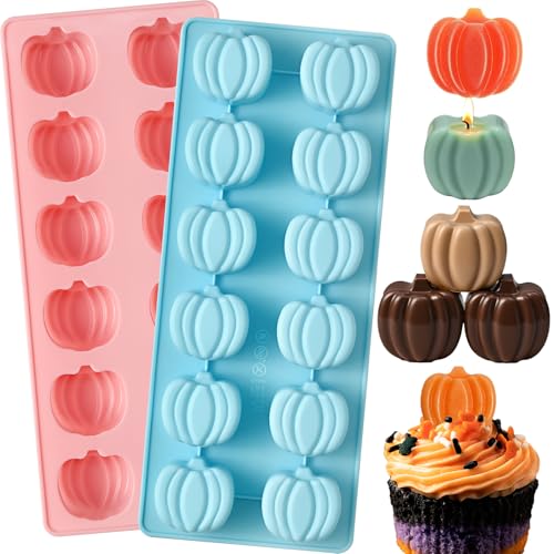 Pink Blue Pumpkin Silicone Mold for Halloween & Fall Chocolate Candy Baking - 2 PCS
