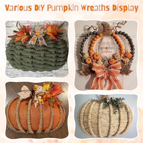 3 Pieces Fall Pumpkin Wreath Frame - 15 x 11 Inch Metal Wire Halloween & Thanksgiving Decor Variation of 3