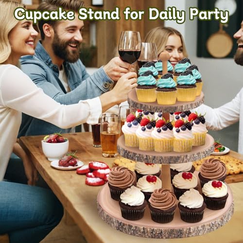 Rustic Wooden 3-Tier Cupcake Stand - Farmhouse Dessert Display