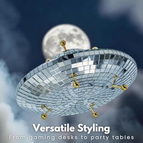 UFO-Shaped Disco Ball Home Decor - Mirror Decorations for Table, Party, Bar, Indoor & Outdoor - 8 x 6 Inch - Variation: Ufo