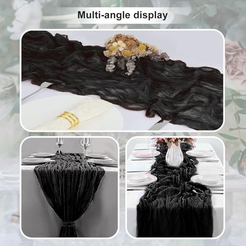 Black Cheesecloth Table Runner - 35x120 Inch, Pack of 6 - Elegant Table Decor