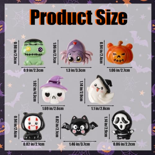 8 Pcs Halloween Refrigerator Magnets - Cute 3D Resin Ghost Pumpkins Bats