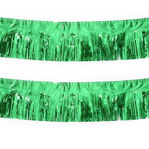 Two Green Foil Fringe Garland 10FT Party Decorations for Parade Floats