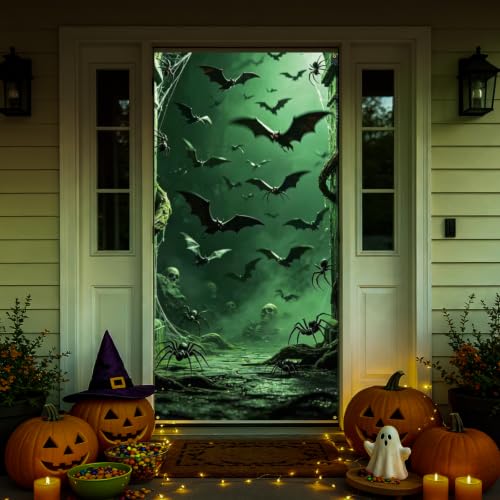Halloween Door Banner Set - Skeleton & Spooky Gauze Decorations for Front Door