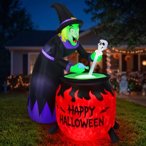 8FT Halloween Inflatable Witch - Purple Outdoor Yard Decoration