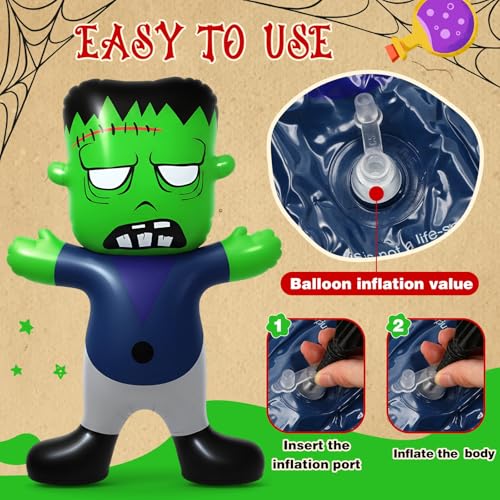 Halloween Inflatable Decorations - 2 Pack, 3.6 Ft Green Balloons Yard Decor - Indoor & Outdoor