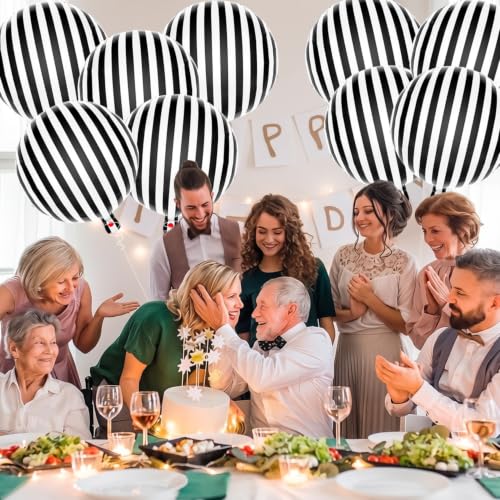 9 Pcs Black and White Striped Balloon Set for Halloween & Party Decorations