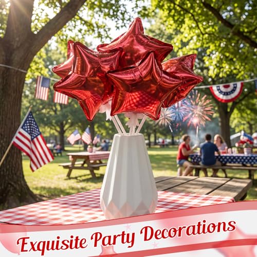60 Pcs Red 6 Inch Star Foil Balloons for Christmas Party Decoration - Self Inflating