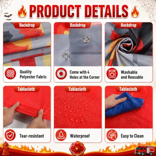 Halloween Fire Themed Car Decorations Kit with Balloons & Backdrop