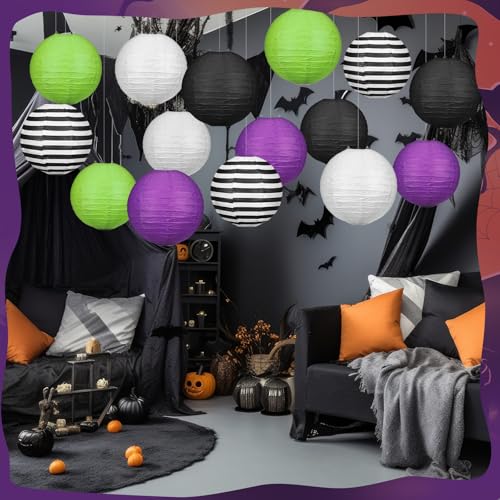 Halloween Paper Lanterns Set of 15 Hanging Decorations for Party Home Holiday