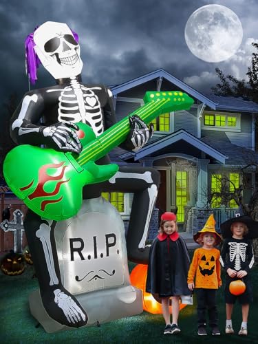 7 FT Halloween Inflatable Skeleton Ghost Outdoor Decorations with LED Lights