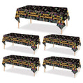 Halloween Disposable Plastic Tablecloths Set - Black Neon Pumpkins Bats Ghosts 5 Pack
