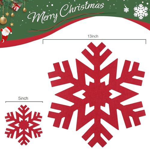 Noctiflorous Felt Placemats & Coasters Set 12 pcs Christmas Red 13 Inch - Heat Resistant & Durable