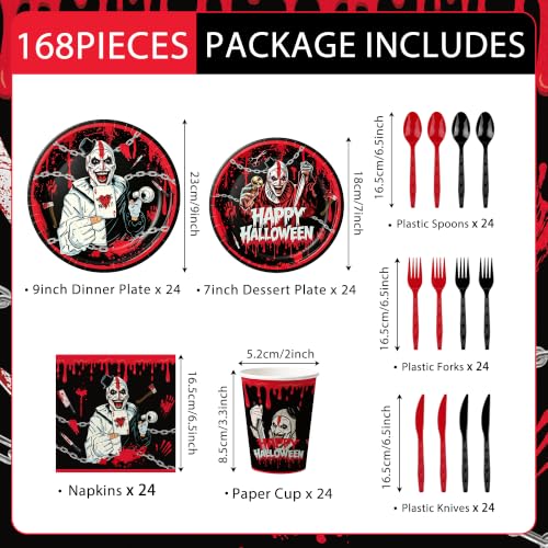 168-Piece Halloween Party Supplies Set Includes Plates Napkins Cups Cutlery