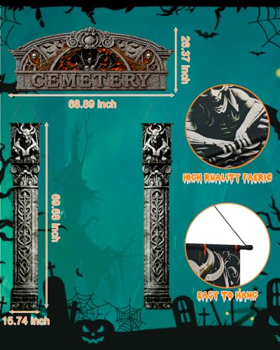 Halloween Cemetery Door Banner - White 3-Piece Halloween Decorations