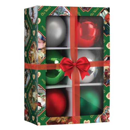 Old World Christmas Classics Glass Blown Ornament Set - 3.5 Inch Holiday Ball Collection