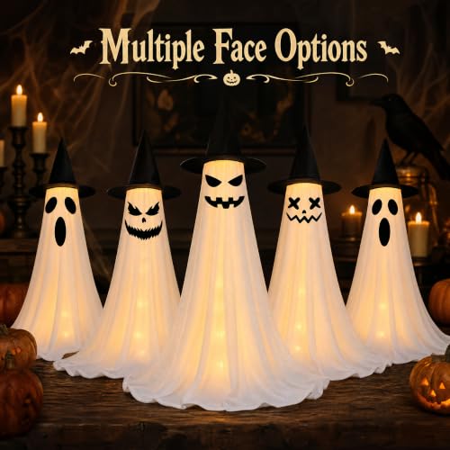 Halloween Ghost Lighted Decoration Set with Remote Control - 63 Inches, Indoor & Outdoor Use