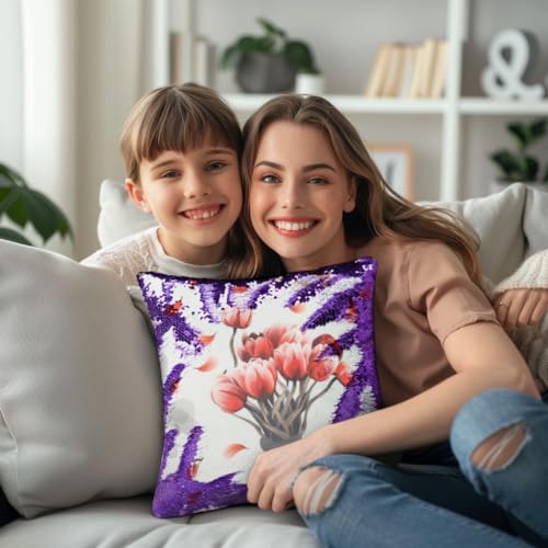 Purple Sequin Pillow Blanks 16x16 Inches - Pack of 4, Sublimation Ready
