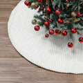 60 Inch Faux Fur White Christmas Tree Skirt with Stripe Pattern - Large Holiday Decor - Variation 60