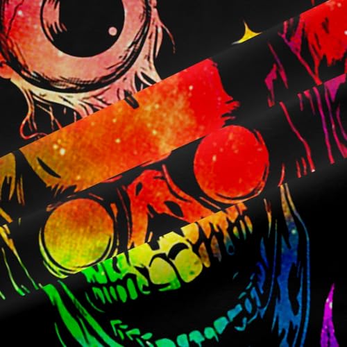 Rainbow Tie Dye Sugar Skull Blackout Curtains Set - 42W x 84L inches, 2 Panels, Halloween Decor