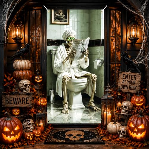 Halloween Skull Door Cover Decoration 35x71 Inch - Skeleton-A