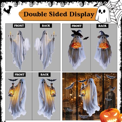 Large Halloween Ghost Window Clings - Creepy Ghost Stickers for Window Decoration