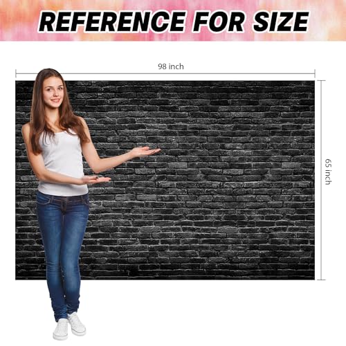 Black Brick Wall Backdrop Banner - Gothic Vintage Photo Studio Background 98x65 Inch