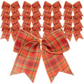 Fall Buffalo Plaid Bow Decorations - 6 Inch Set of 12 in Orange, Green, Red