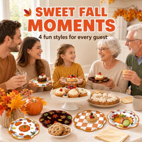 Fall Paper Plates 48pcs Autumn Party Dessert Plates - Variation of This Listing