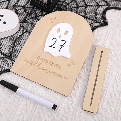 Halloween Countdown Wooden Sign - Reusable Spooky 3D Decor for Indoor Halloween Parties